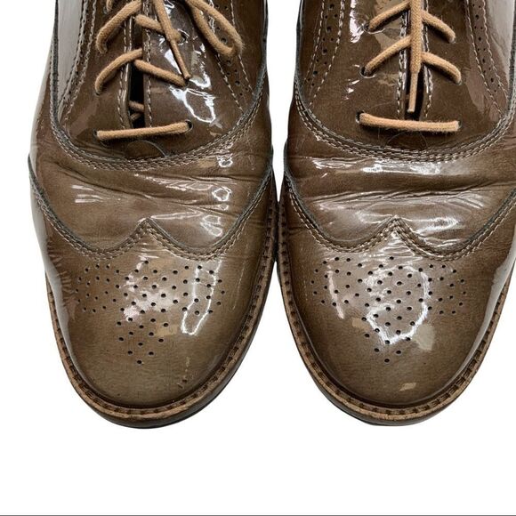 PAUL GREEN MUNCHIN Olive Brown Patent Leather Oxfords Size US 10.5 - Picture 3 of 13